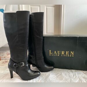 Lauren Ralph Lauren Black Heeled Boots with Buckle
